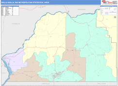 Walla Walla Metro Area Digital Map Color Cast Style